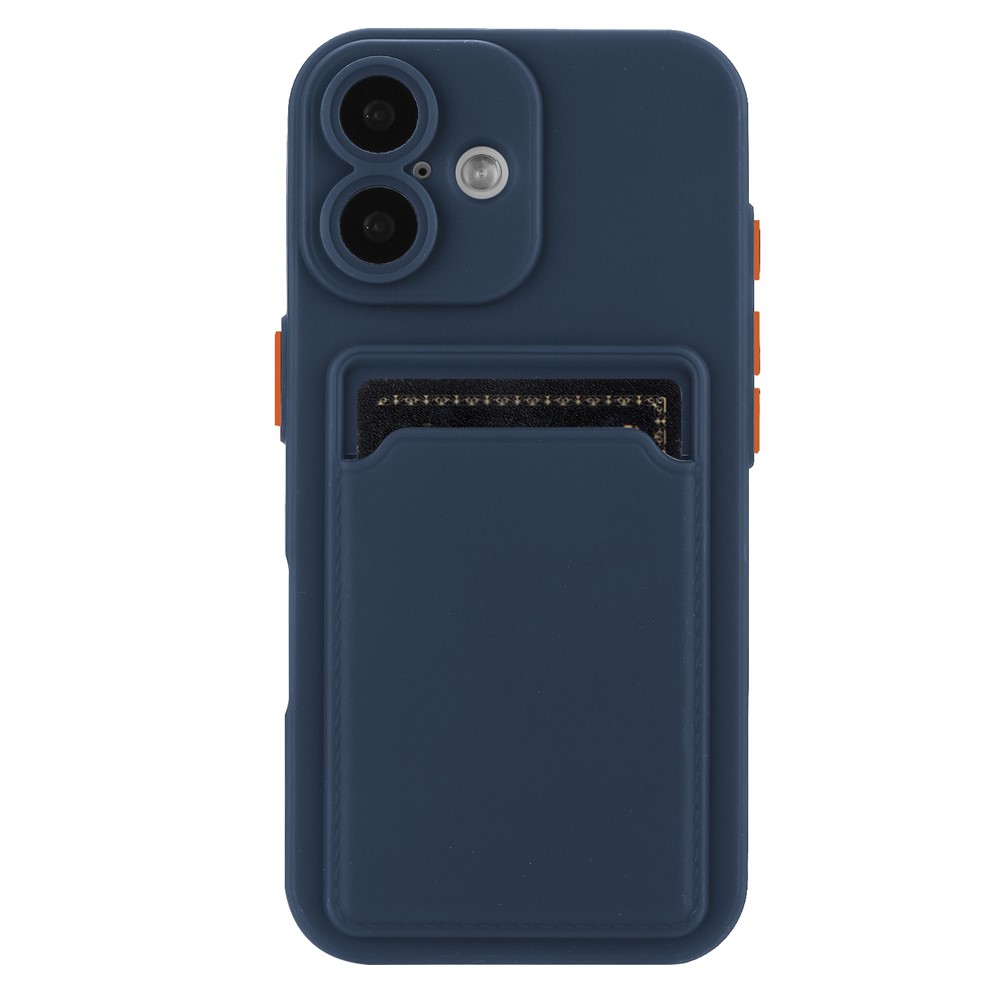 Bulk Purchasing For iPhone 16 Plus Case Flexible TPU Phone Cover with Back Card Slot - Navy Blue