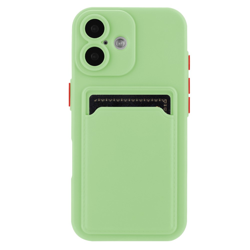 Bulk Purchasing For iPhone 16 Plus Case Flexible TPU Phone Cover with Back Card Slot - Matcha Green