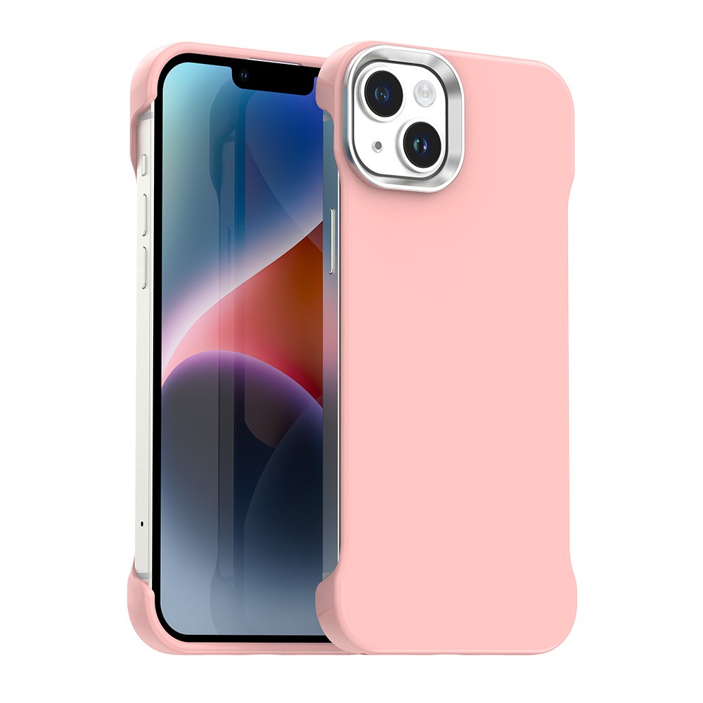 For iPhone 14 / 13 Magnetic Case Frameless Ultra Thin TPU + PET Phone Cover Reinforced Corners - Pink