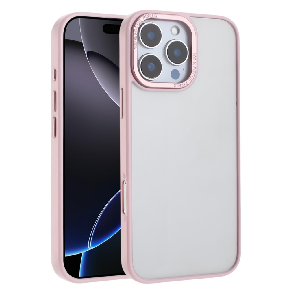 For iPhone 16 Pro Max Case TPU + Acrylic Clear Anti-Yellowing Phone Back Cover - Pink