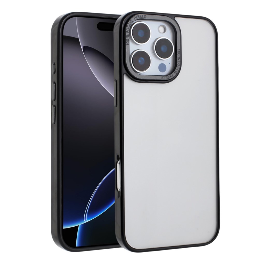 For iPhone 16 Pro Max Case TPU + Acrylic Clear Anti-Yellowing Phone Back Cover - Black