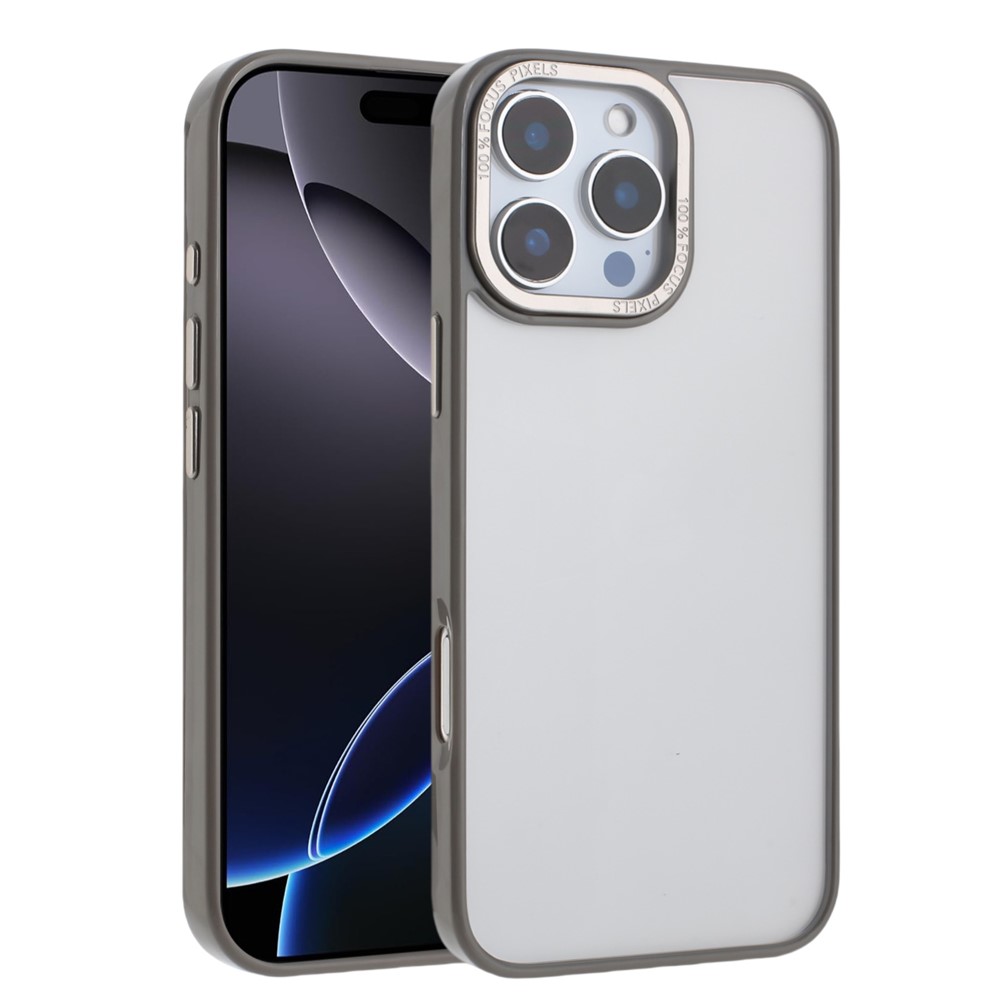 For iPhone 16 Pro Max Case TPU + Acrylic Clear Anti-Yellowing Phone Back Cover - Grey