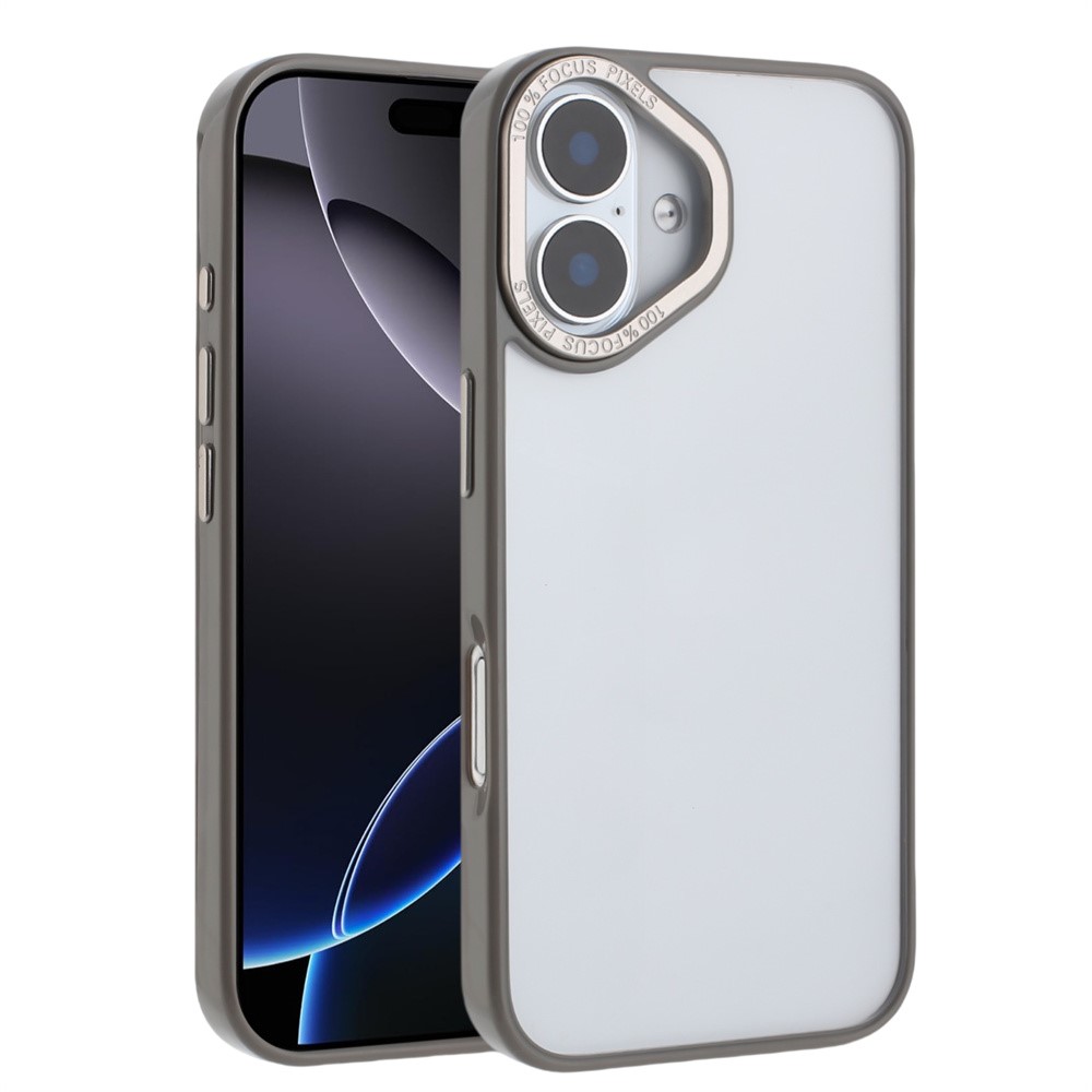 For iPhone 16 Plus Case TPU + Acrylic Clear Anti-Yellowing Phone Back Cover - Grey