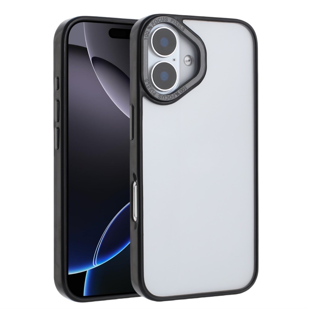 For iPhone 16 Plus Case TPU + Acrylic Clear Anti-Yellowing Phone Back Cover - Black