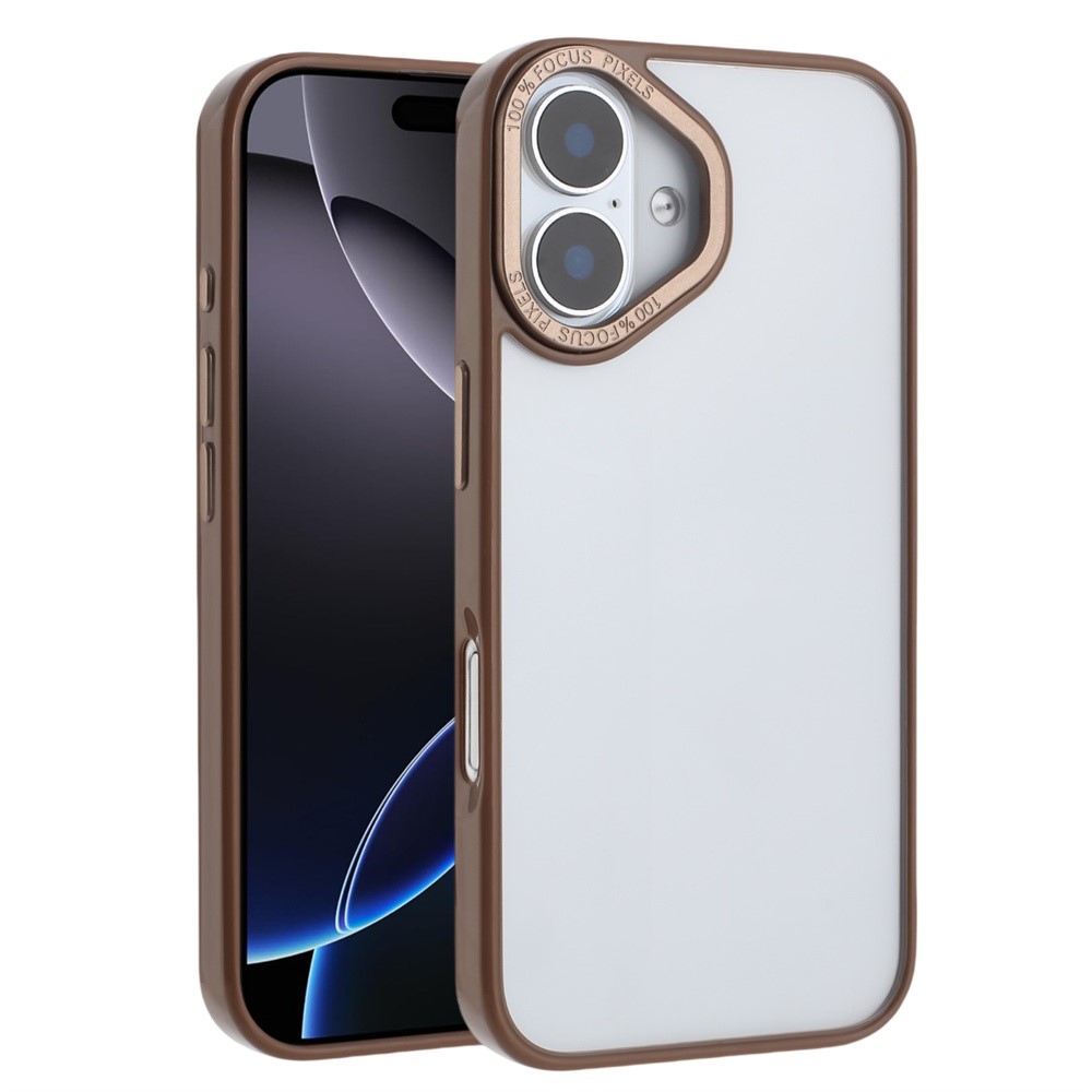 For iPhone 16 Plus Case TPU + Acrylic Clear Anti-Yellowing Phone Back Cover - Desert Gold