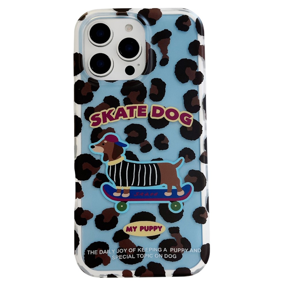 For iPhone 15 Pro Max Case Leopard Print Dachshund Pattern TPU Shockproof Phone Cover