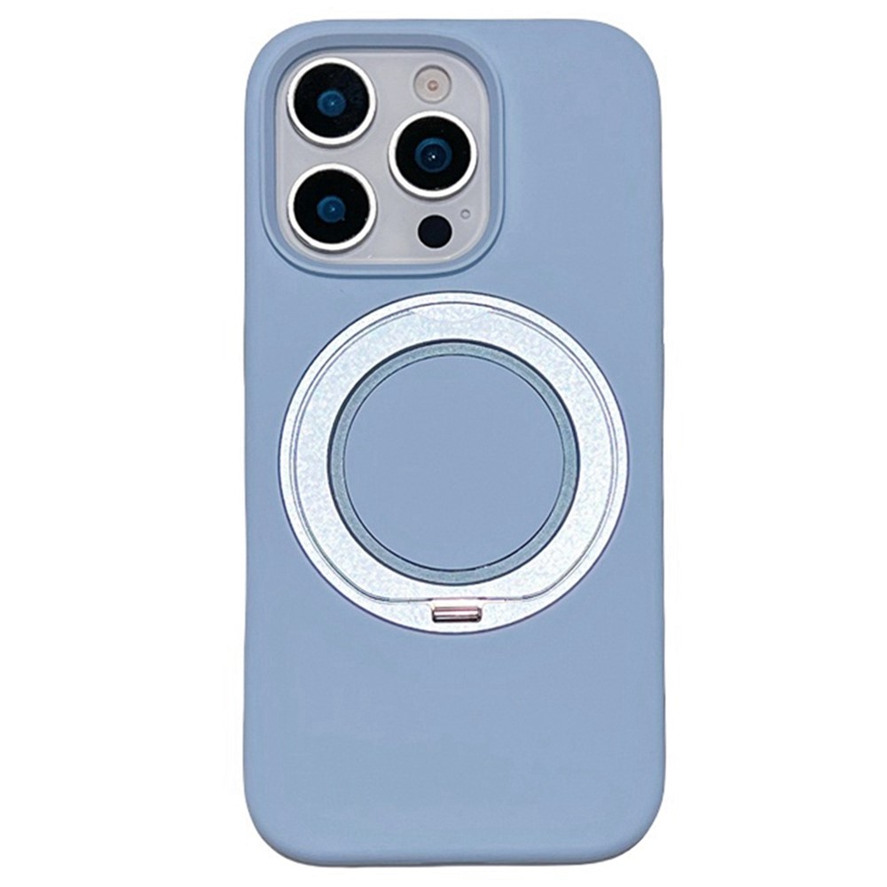 For iPhone 16 Pro Max Case Rotating Kickstand Liquid Silicone Phone Case Compatible with MagSafe - Blue