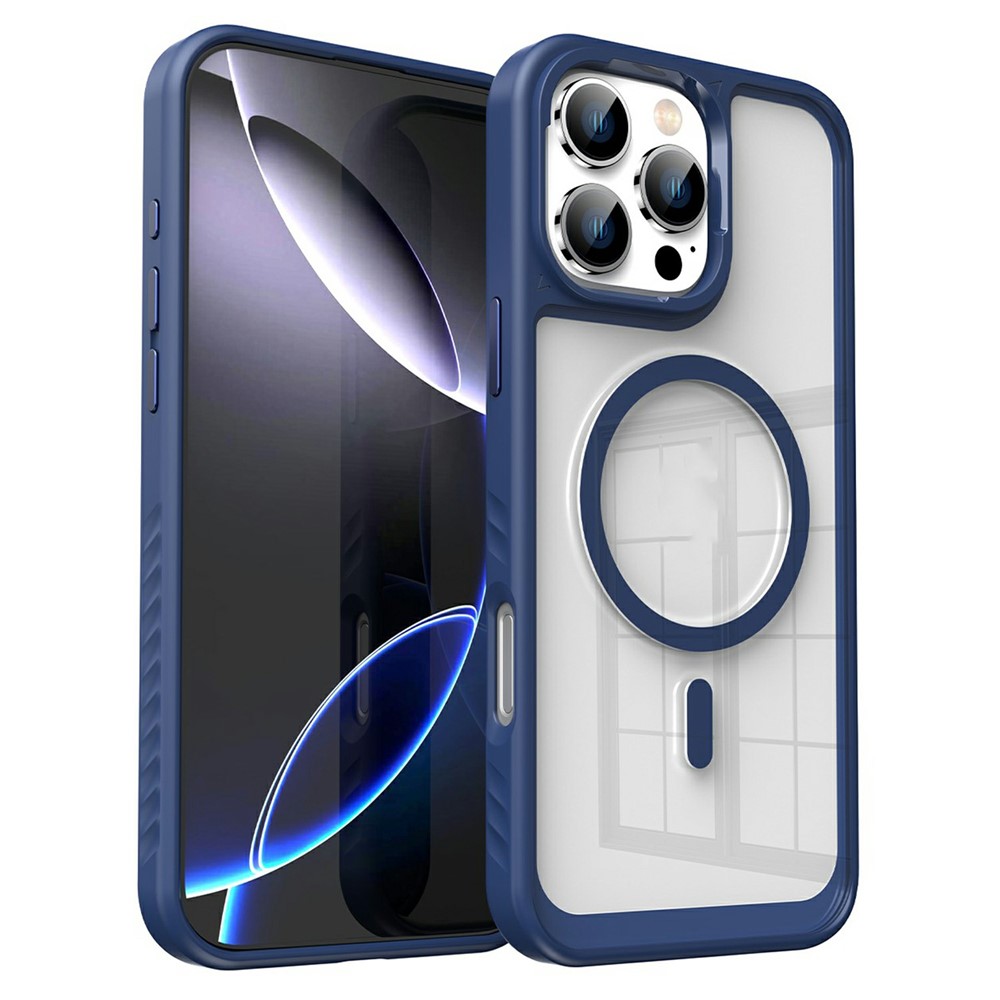 For iPhone 16 Pro Max Case Compatible with MagSafe Transparent PC + TPU Anti-Slip Phone Cover - Sapphire