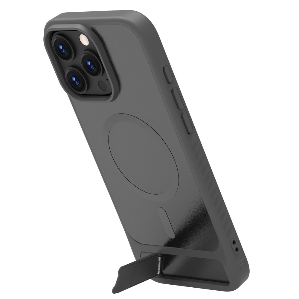 LEREACH Le-Chic Series For iPhone 16 Pro Max Case Compatible with MagSafe Kickstand TPU + PC Phone Cover - Grey