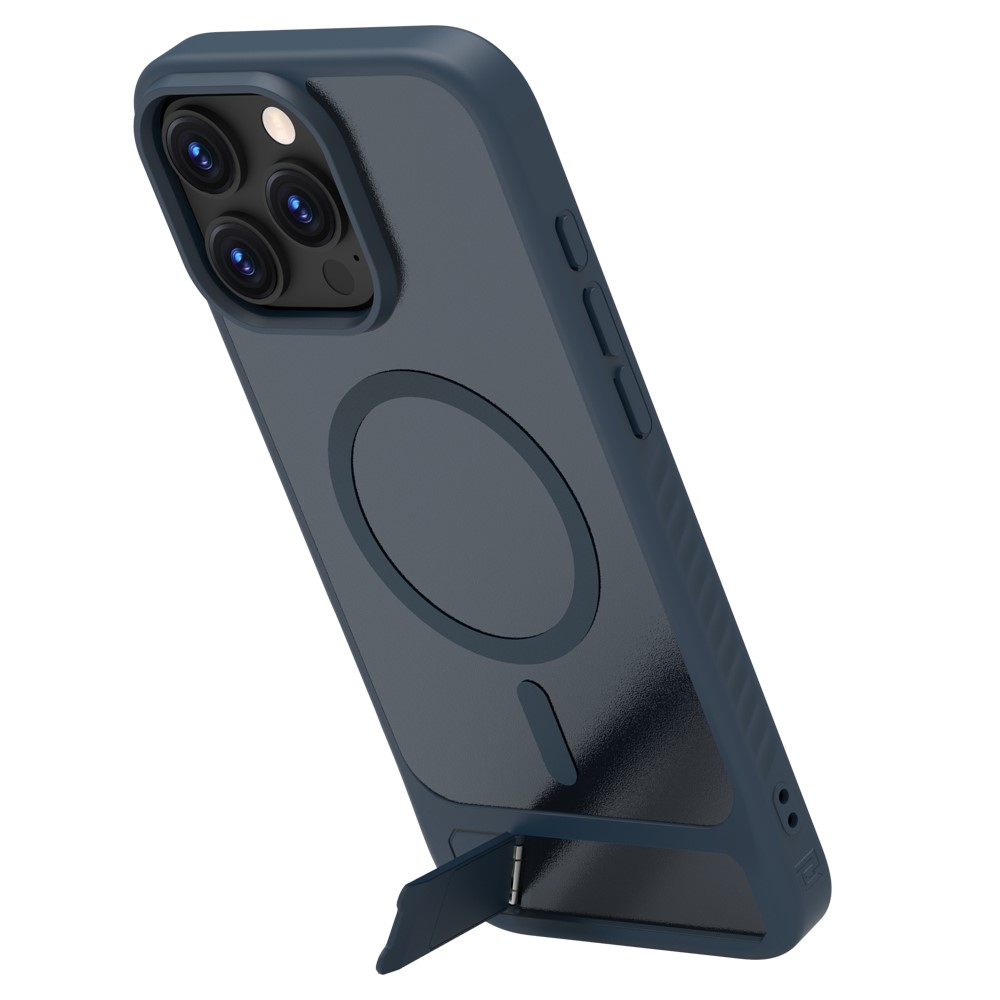 LEREACH Le-Chic Series For iPhone 16 Pro Max Case Compatible with MagSafe Kickstand TPU + PC Phone Cover - Blue