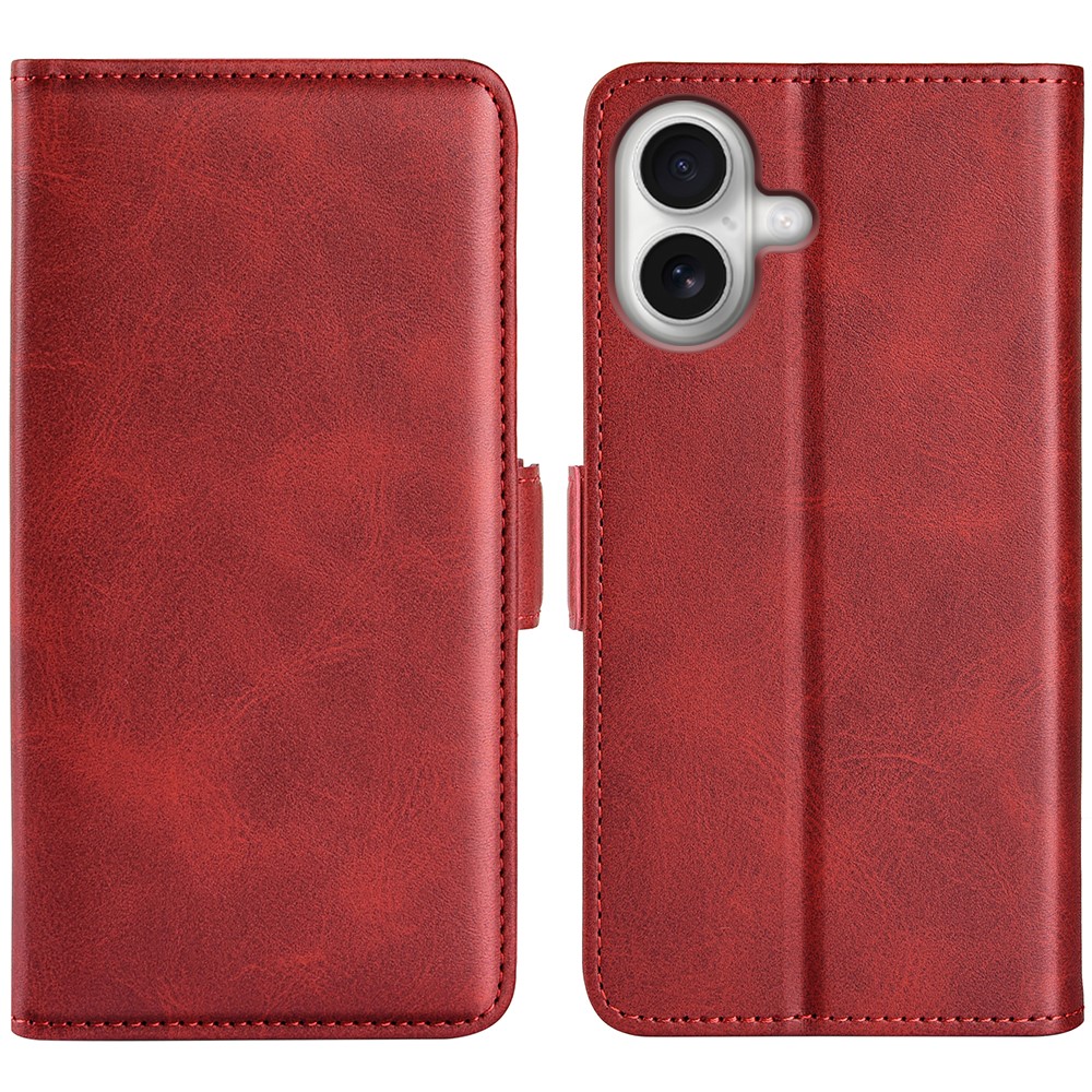For iPhone 17 Case Calf Texture Leather Wallet Phone Cover - Red