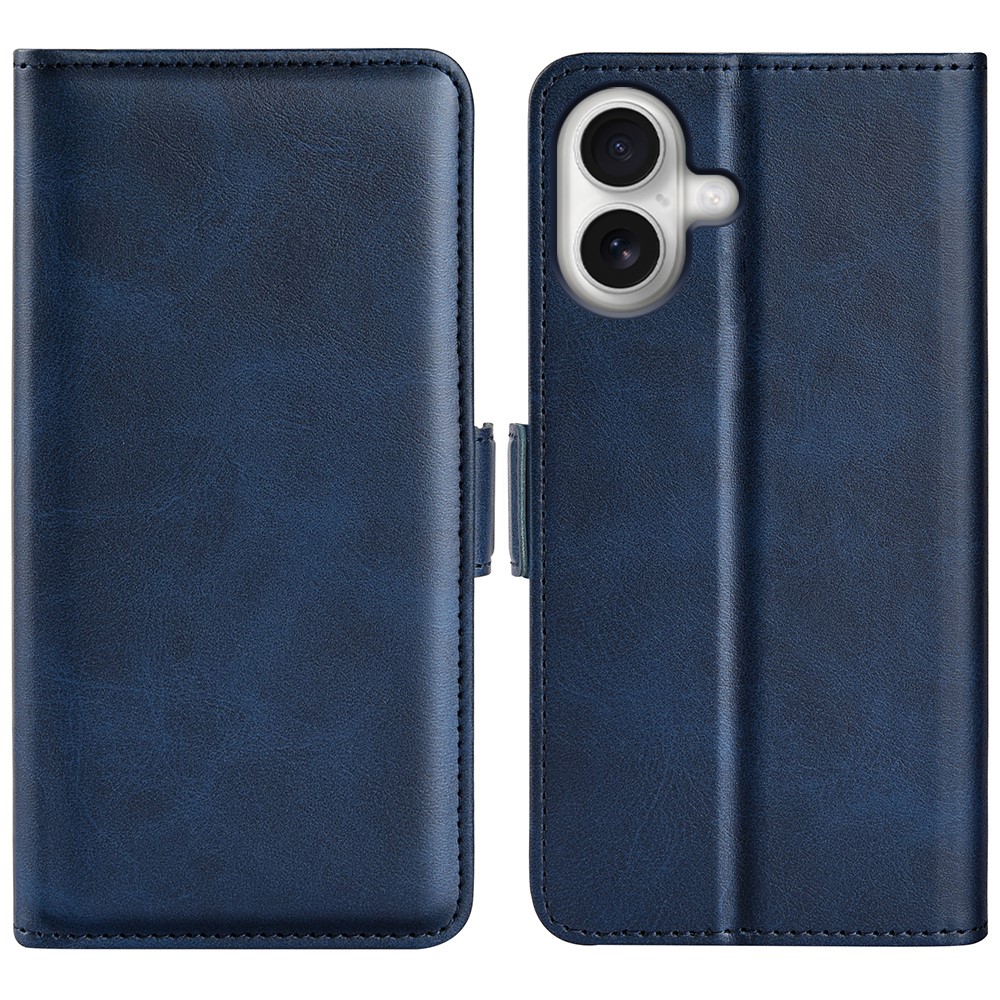 For iPhone 17 Case Calf Texture Leather Wallet Phone Cover - Blue