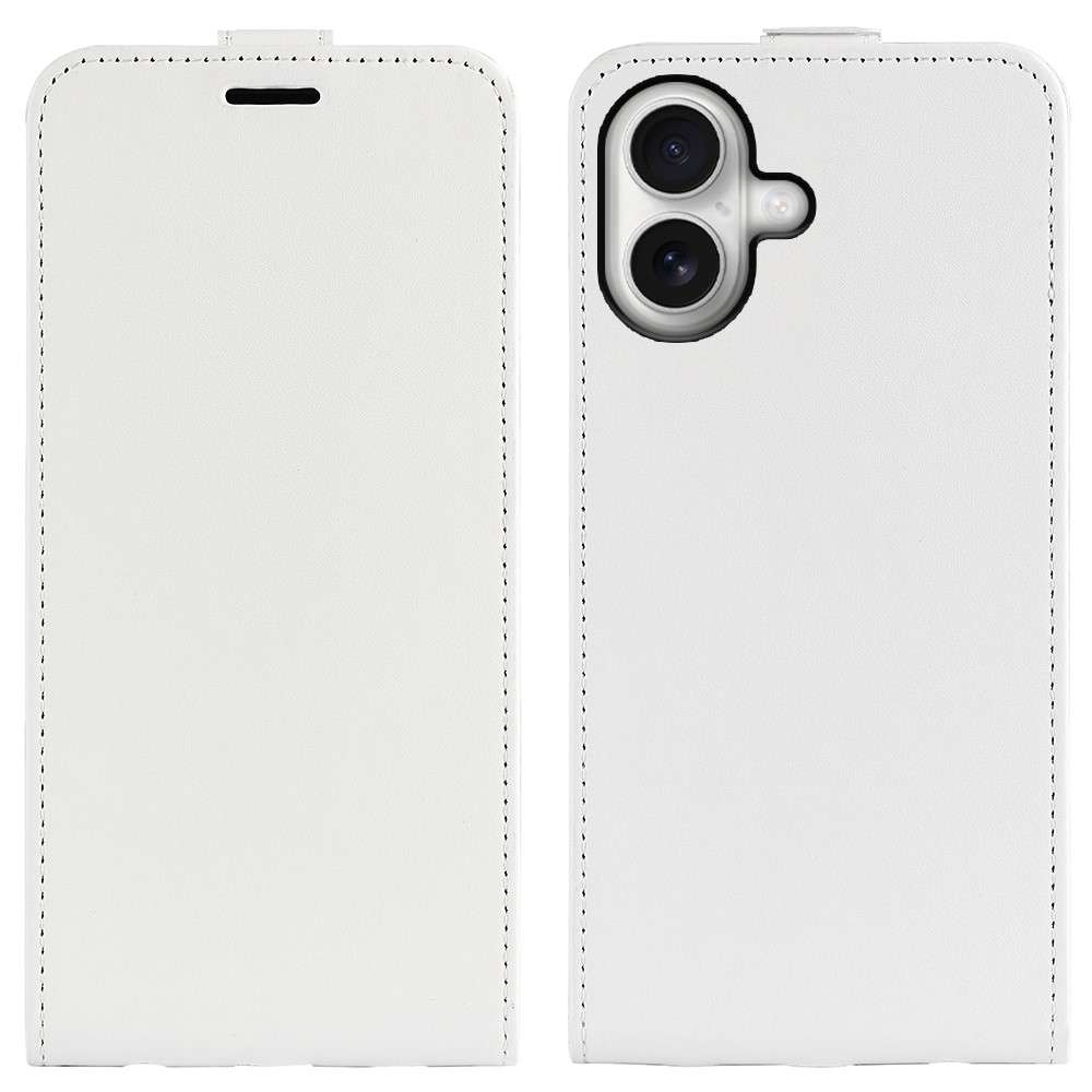 For iPhone 17 Case with Card Slots Vertical Flip Leather Phone Cover - White