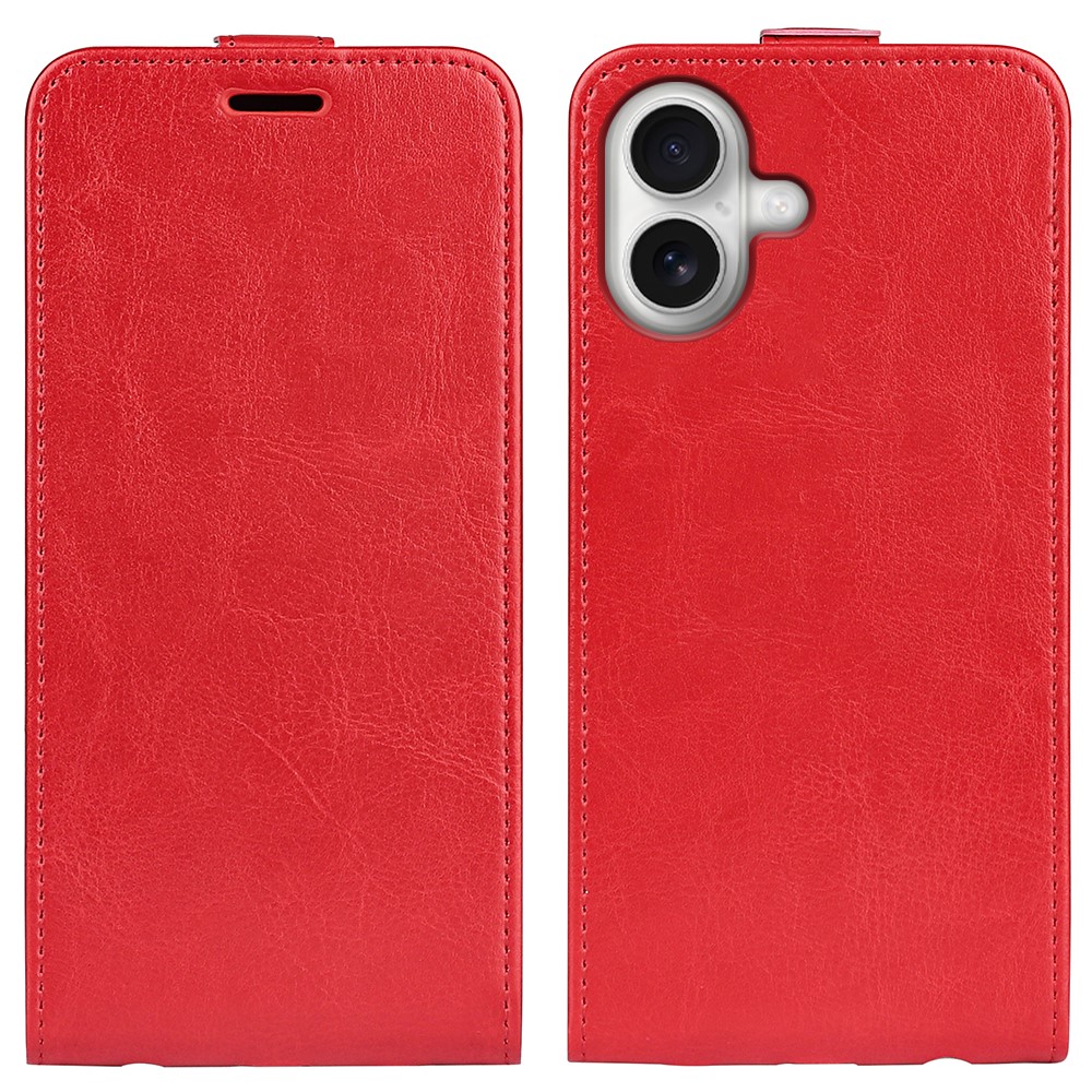 For iPhone 17 Case with Card Slots Vertical Flip Leather Phone Cover - Red