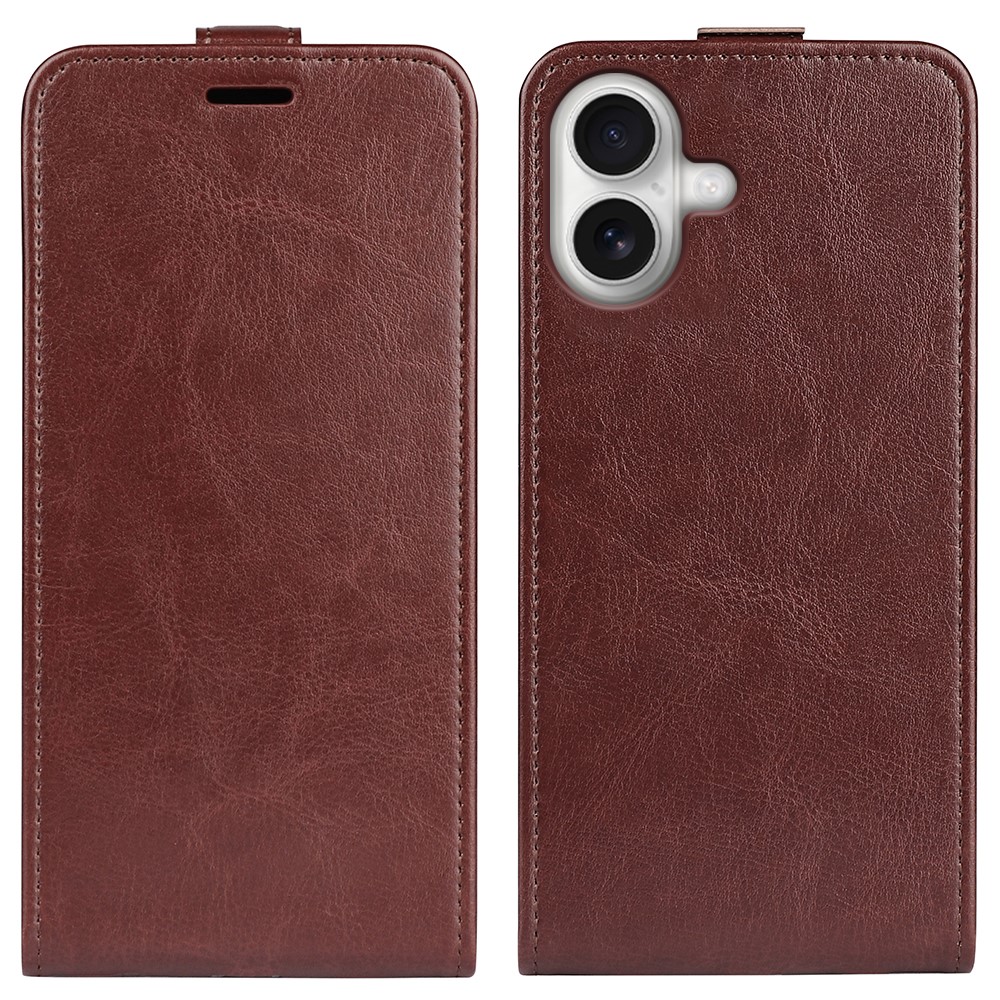 For iPhone 17 Case with Card Slots Vertical Flip Leather Phone Cover - Brown