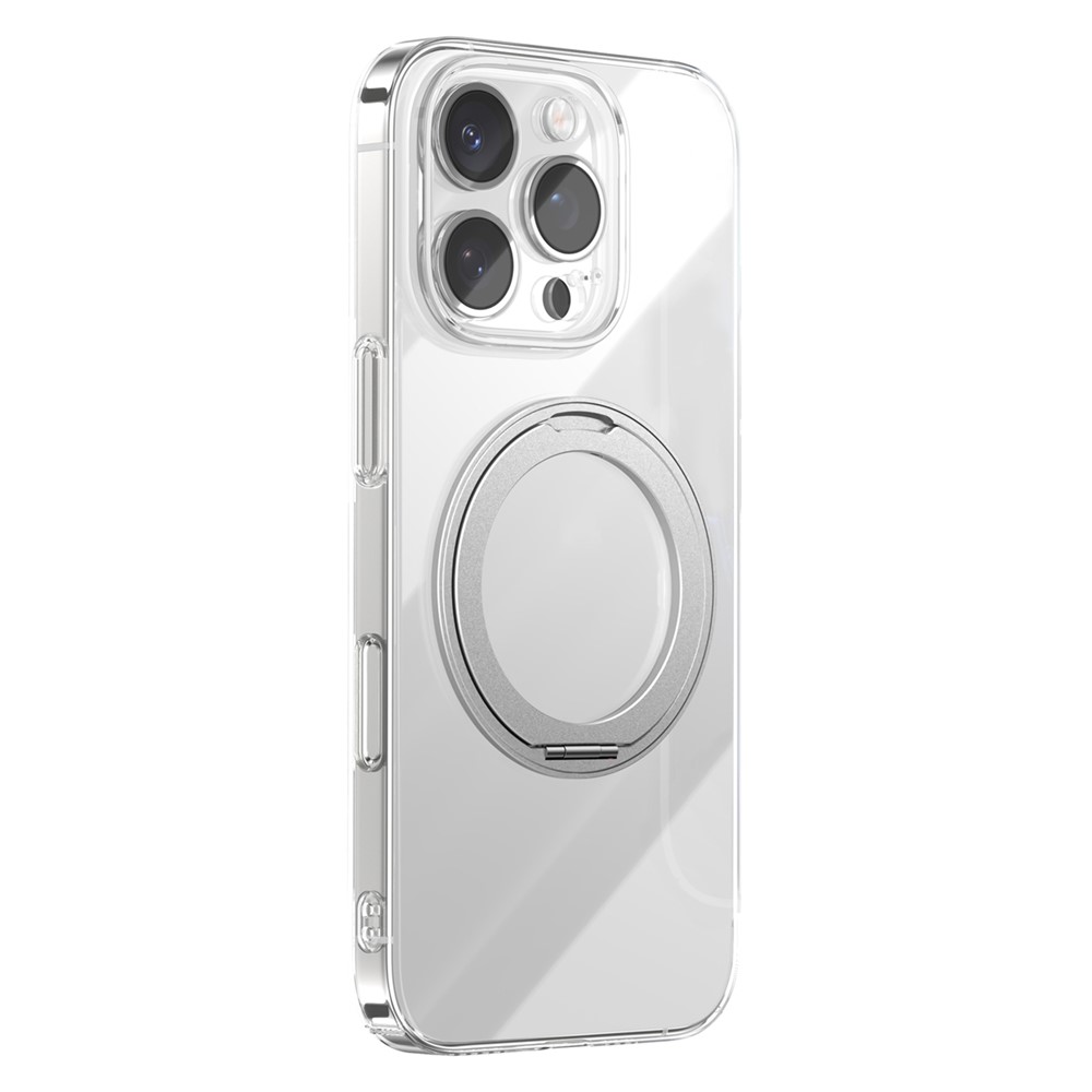 JOYROOM For iPhone 16 Pro Max Case Magnetic Rotating Kickstand Ultra Thin PC Phone Cover - Silver