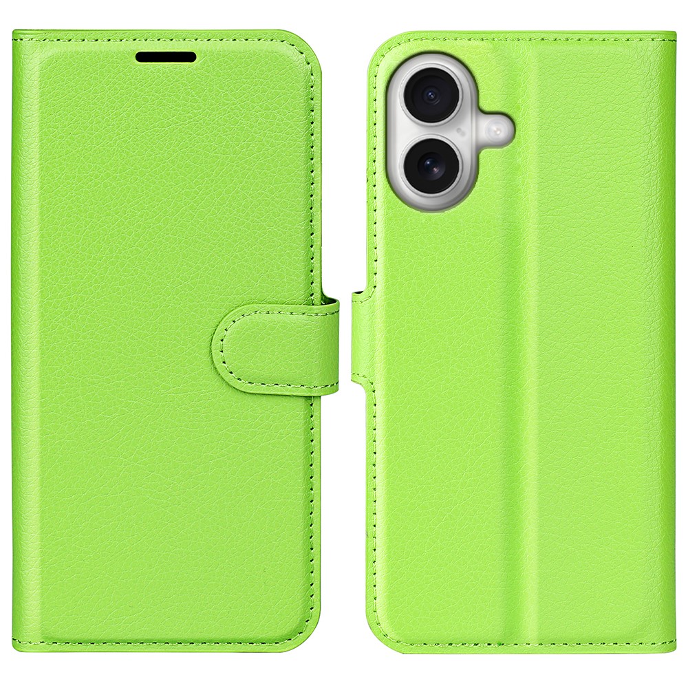 For iPhone 17 Case Litchi Texture Shockproof Leather Wallet Phone Cover - Green