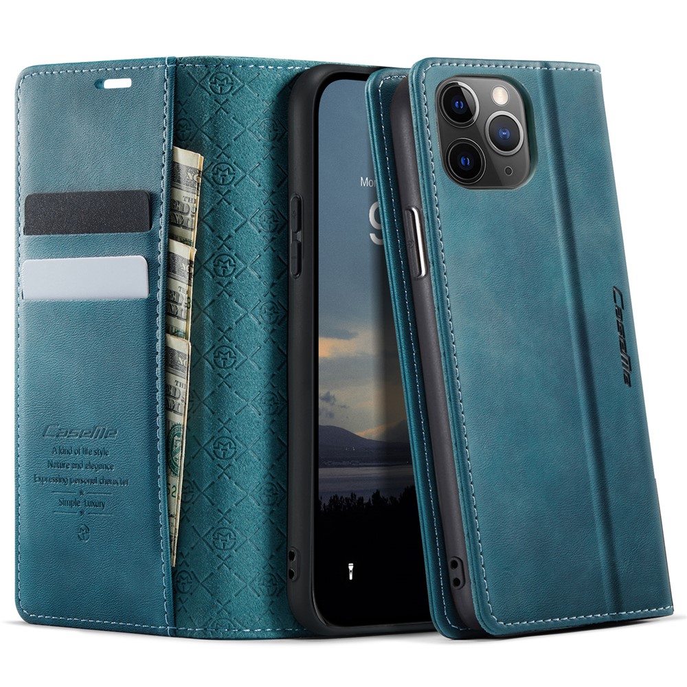 For iPhone 11 Pro Case CASEME 033 Series RFID Blocking Wallet Stand Calf Texture Leather Phone Cover - Green