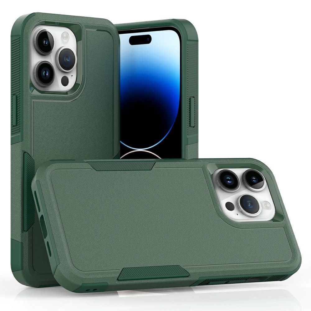 Bulk Purchasing For iPhone 14 Pro Max Case 2 in 1 PC + TPU Shockproof Phone Cover - Dark Green
