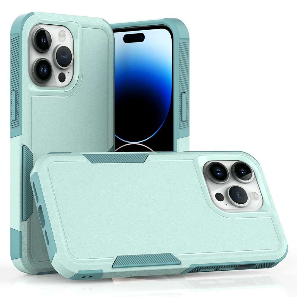 Bulk Purchasing For iPhone 14 Pro Max Case 2 in 1 PC + TPU Shockproof Phone Cover - Mint Green
