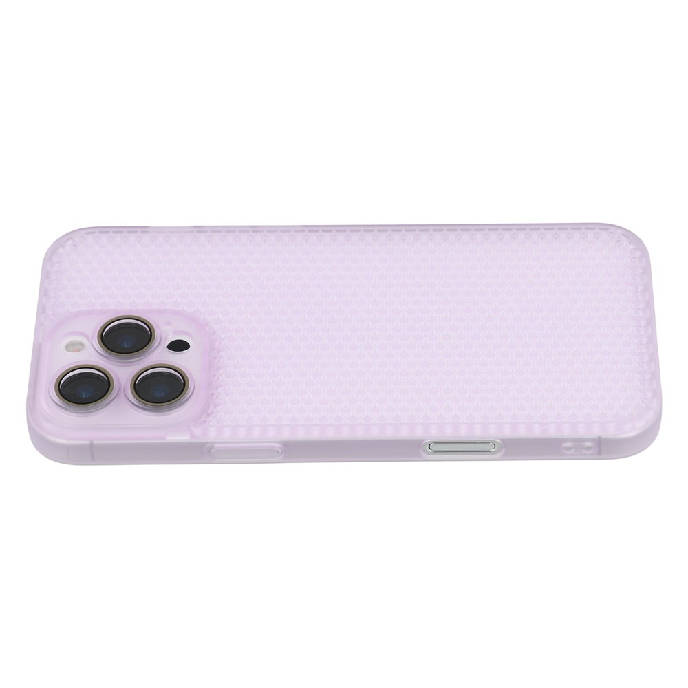 For iPhone 16 Pro Max Case Heat Dissipation Hard PC Phone Cover with Camera Lens Protector - Transparent Purple