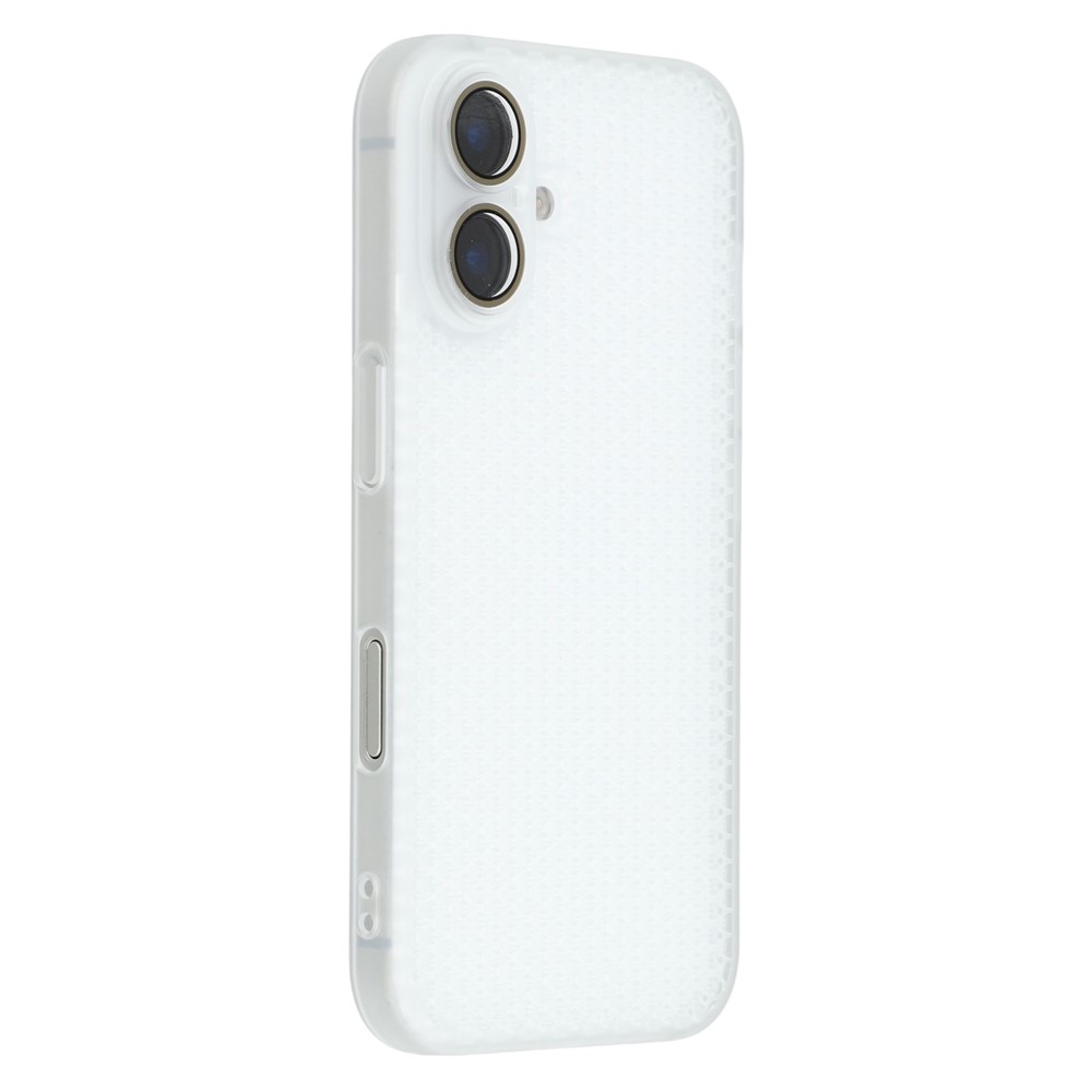 For iPhone 16 Plus Case Heat Dissipation Hard PC Phone Cover with Camera Lens Protector - Transparent White