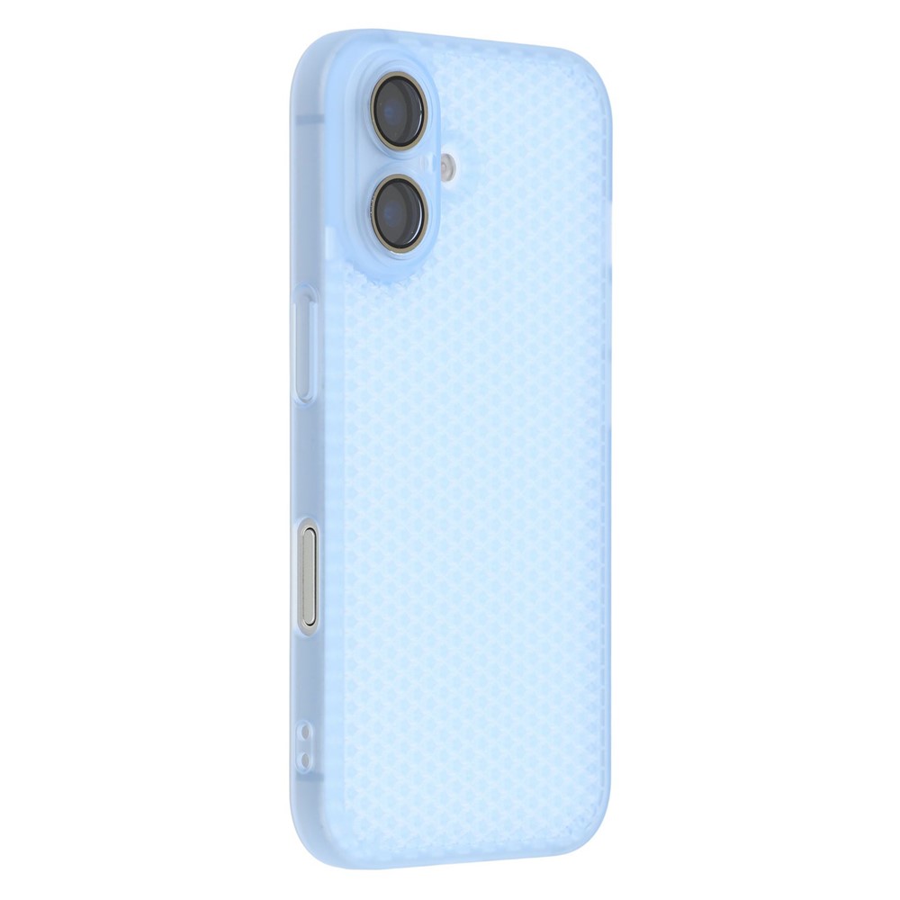 For iPhone 16 Plus Case Heat Dissipation Hard PC Phone Cover with Camera Lens Protector - Transparent Blue