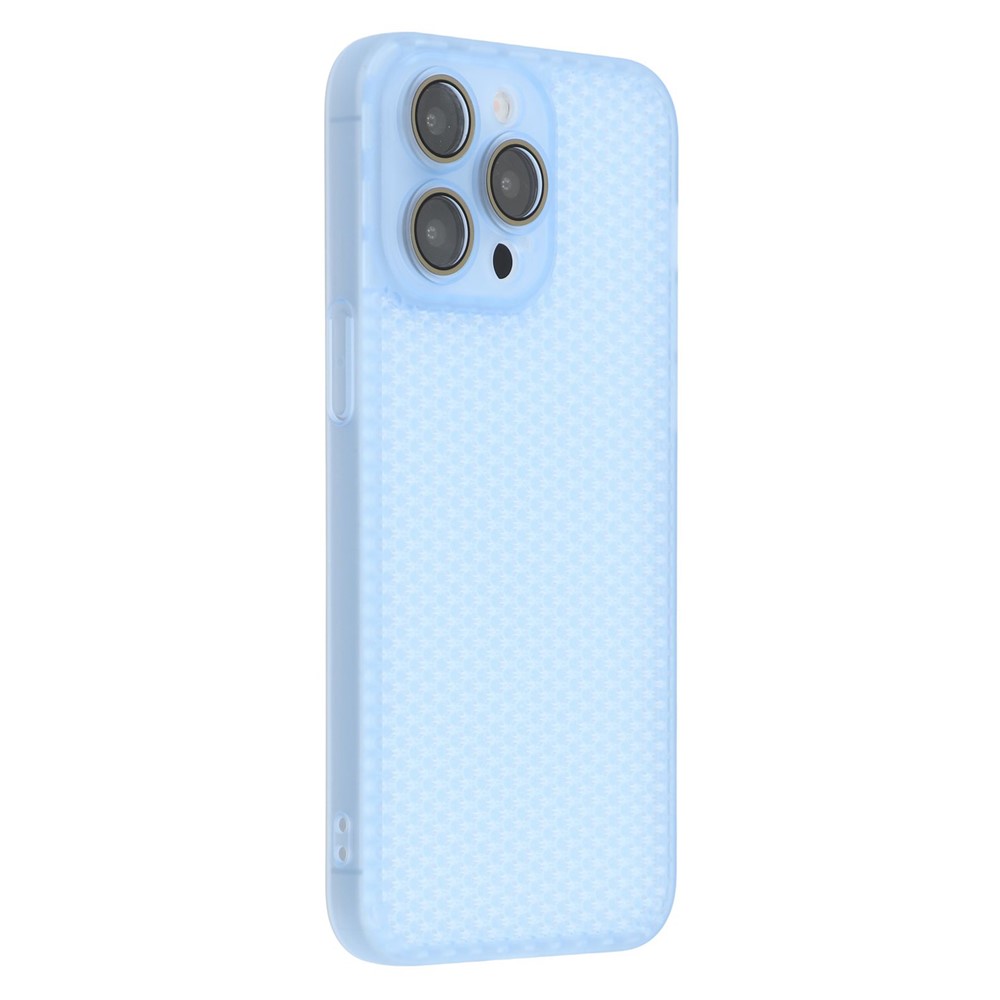 For iPhone 14 Pro Max Case Heat Dissipation Hard PC Phone Cover with Camera Lens Protector - Transparent Blue