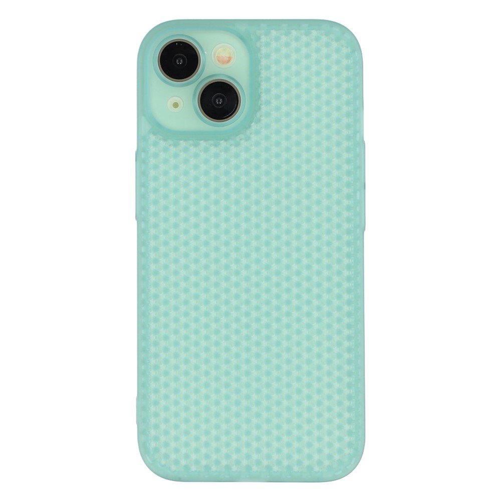 For iPhone 14 Case Heat Dissipation Hard PC Phone Cover with Camera Lens Protector - Transparent Green