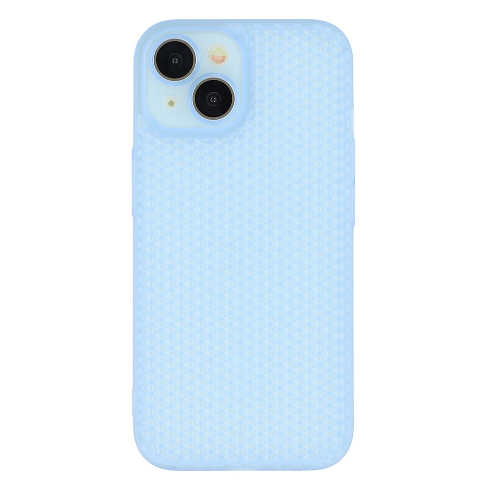 For iPhone 13 Case Heat Dissipation Hard PC Phone Cover with Camera Lens Protector - Transparent Blue