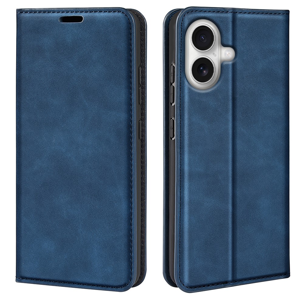 For iPhone 17 Case Skin Touch Leather Wallet Phone Cover - Blue