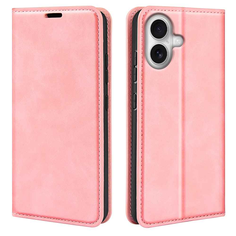 For iPhone 17 Case Skin Touch Leather Wallet Phone Cover - Pink