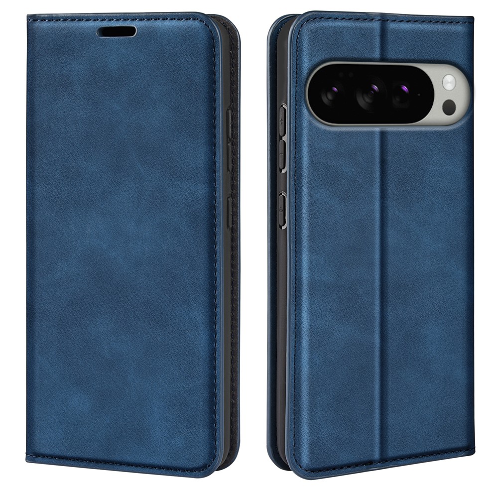 For Google Pixel 10 Pro XL Case Skin Touch Leather Wallet Phone Cover - Blue