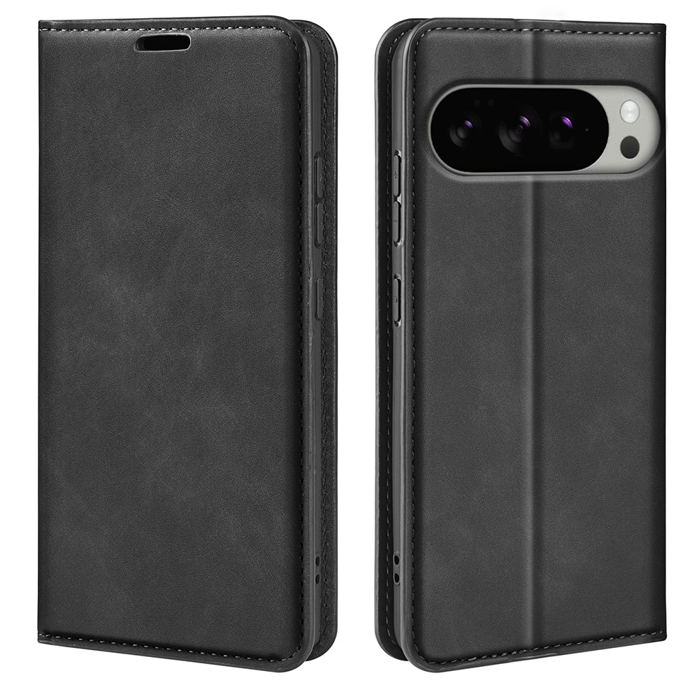 For Google Pixel 10 Pro XL Case Skin Touch Leather Wallet Phone Cover - Black