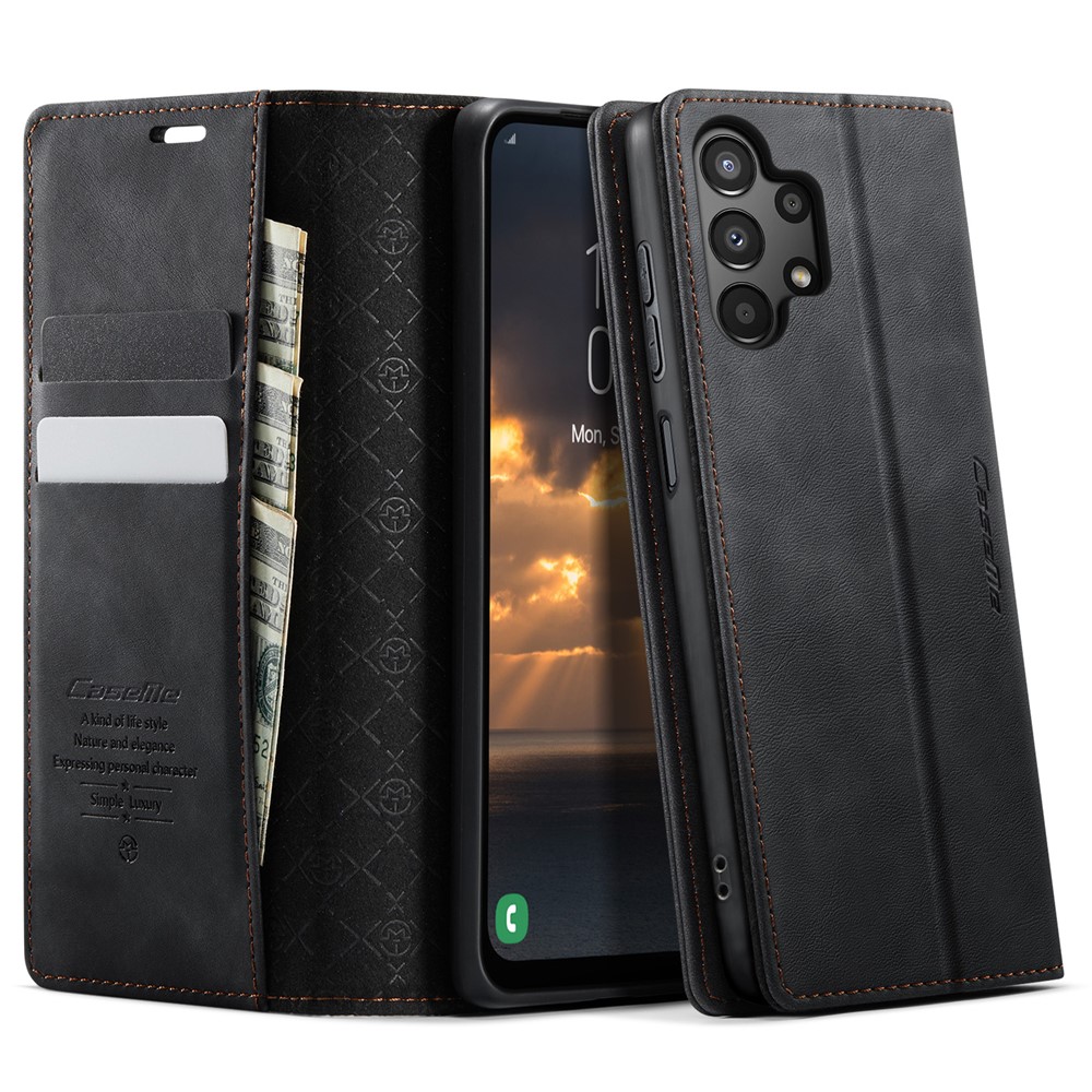 CASEME For Samsung Galaxy M13 5G / A13 4G / A04 4G (164.4mm) / A04s 4G (164.7mm) / A13 5G Case 033 Series RFID Blocking Wallet Leather Phone Cover - Black