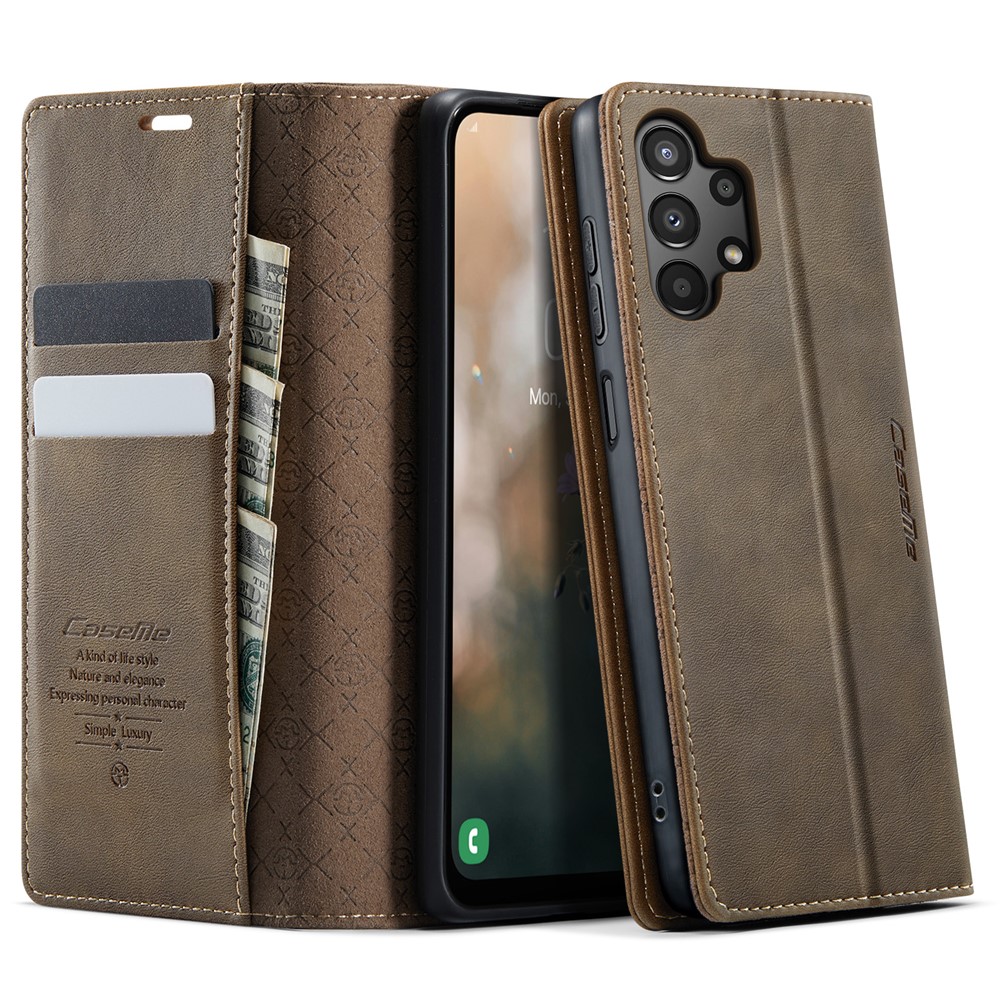 CASEME For Samsung Galaxy M13 5G / A13 4G / A04 4G (164.4mm) / A04s 4G (164.7mm) / A13 5G Case 033 Series RFID Blocking Wallet Leather Phone - Coffee