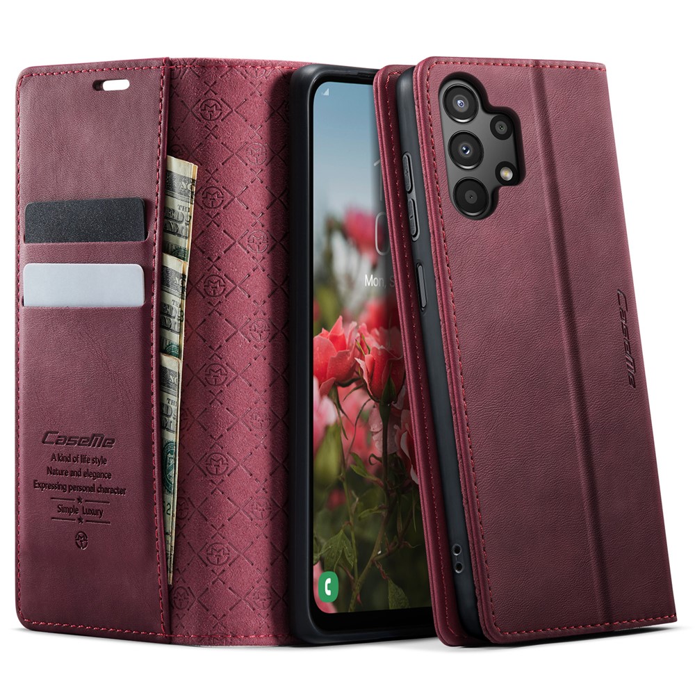 CASEME For Samsung Galaxy M13 5G / A13 4G / A04 4G (164.4mm) / A04s 4G (164.7mm) / A13 5G Case 033 Series RFID Blocking Wallet Leather Phone Cov - Red