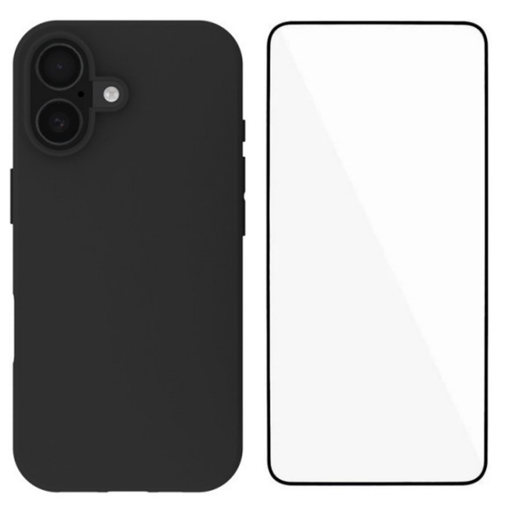 For iPhone 17 TPU Case WANLONFENG MS Series Matte Back Cover with Tempered Glass (Big Hole Lens) - Black
