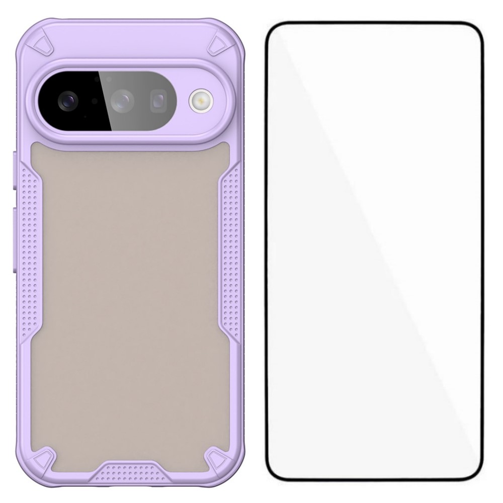 For Google Pixel 10 Case WANLONFENG MFFJ Series Anti Drop TPU Phone Back Cover with Screen Film - Purple