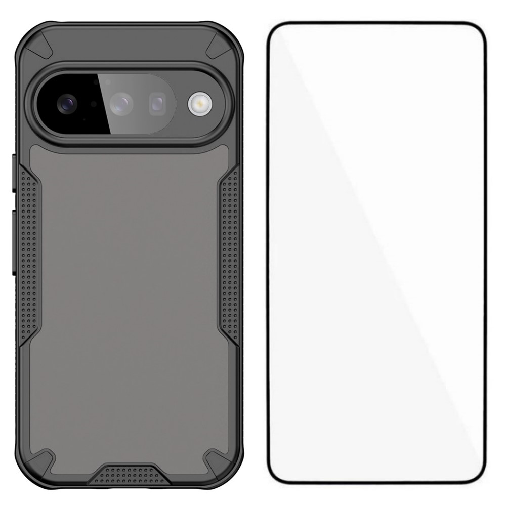 For Google Pixel 10 Pro Case WANLONFENG MFFJ Series Anti Drop TPU Phone Back Cover with Screen Film - Black