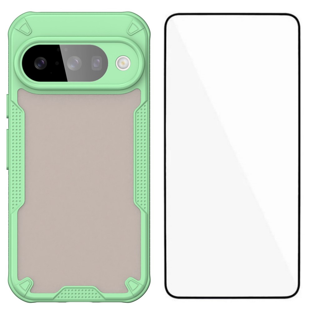 For Google Pixel 10 Pro Case WANLONFENG MFFJ Series Anti Drop TPU Phone Back Cover with Screen Film - Green