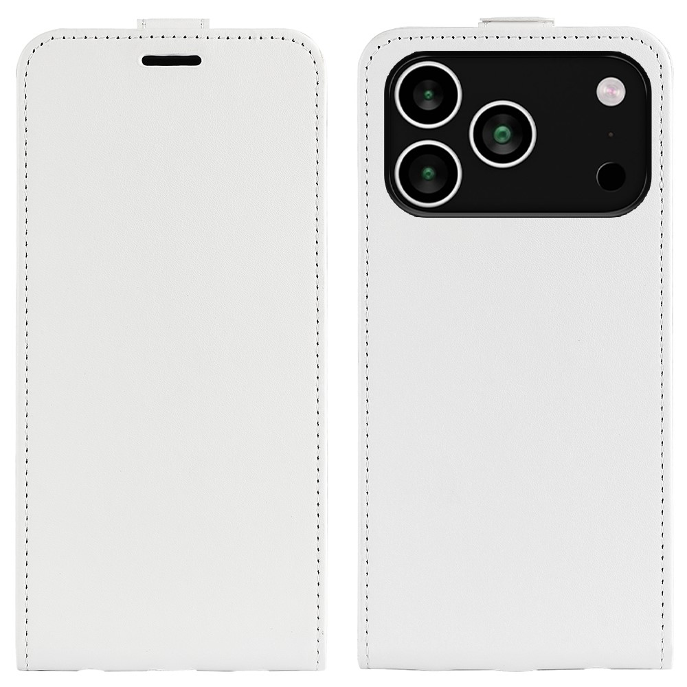 For iPhone 17 Pro Case with Card Slots Vertical Flip Leather Phone Cover - White
