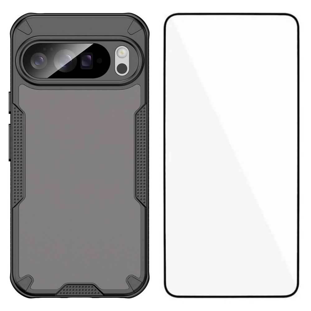 For Google Pixel 10 Pro XL Case WANLONFENG MFFJ Series Anti Drop TPU Phone Back Cover with Screen Film - Black