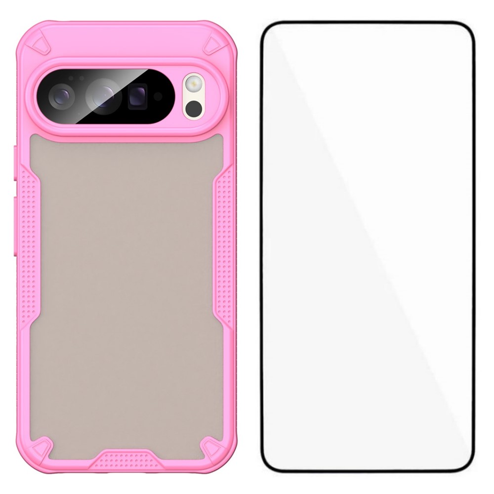 For Google Pixel 10 Pro XL Case WANLONFENG MFFJ Series Anti Drop TPU Phone Back Cover with Screen Film - Pink