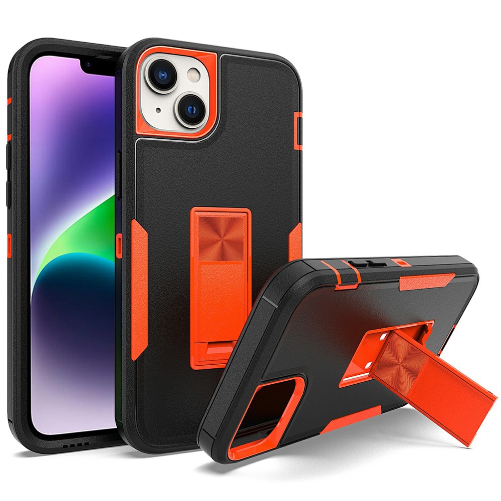 Bulk Purchasing For iPhone 15 Shockproof Case TPU PC Kickstand Phone Cover Support Magnetic Car Mount - Black / Red