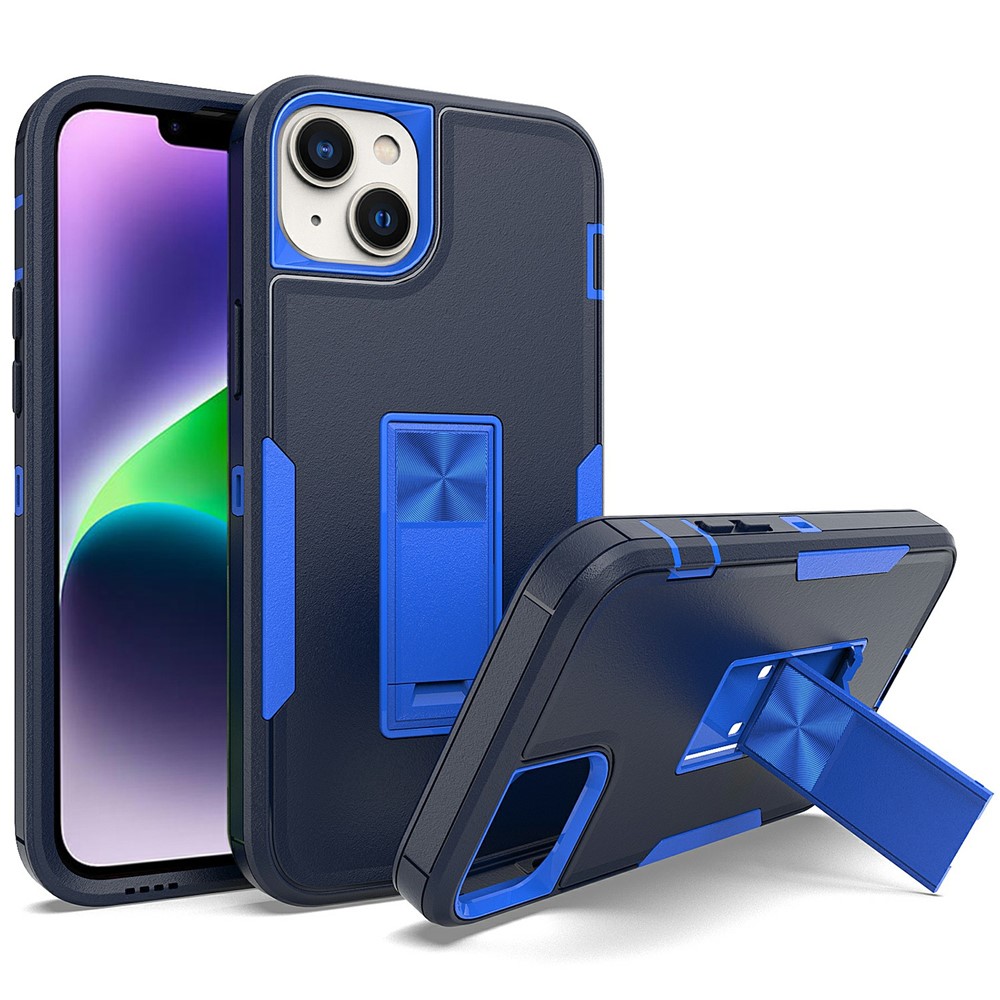 Bulk Purchasing For iPhone 15 Shockproof Case TPU PC Kickstand Phone Cover Support Magnetic Car Mount - Sapphire / Dark Blue
