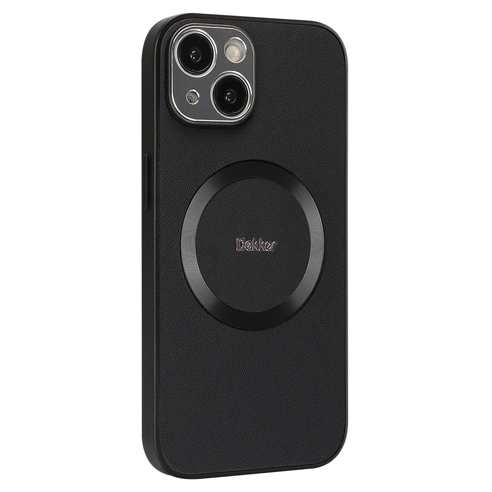 DEKKER For iPhone 15 Case Compatible with MagSafe PU + TPU Phone Back Cover - Black