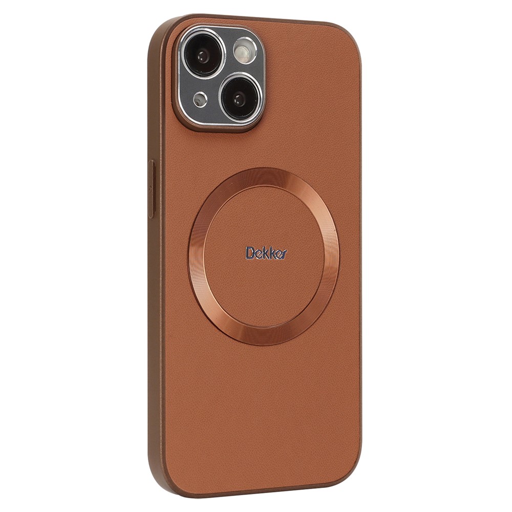 DEKKER For iPhone 15 Case Compatible with MagSafe PU + TPU Phone Back Cover - Orange