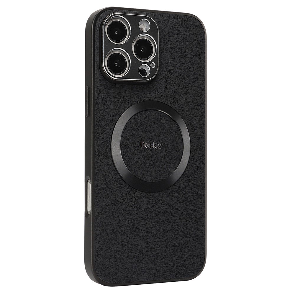 DEKKER For iPhone 16 Pro Max Case Compatible with MagSafe PU + TPU Phone Back Cover - Black