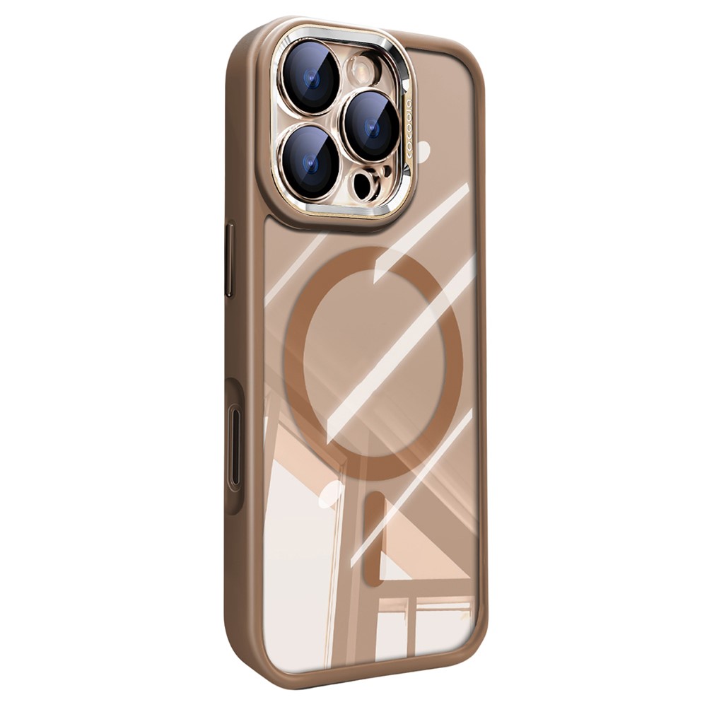 For iPhone 16 Pro Max Case Compatible with MagSafe PC + TPU Phone Cover with Detachable Camera Lens Film - Titanium Gold